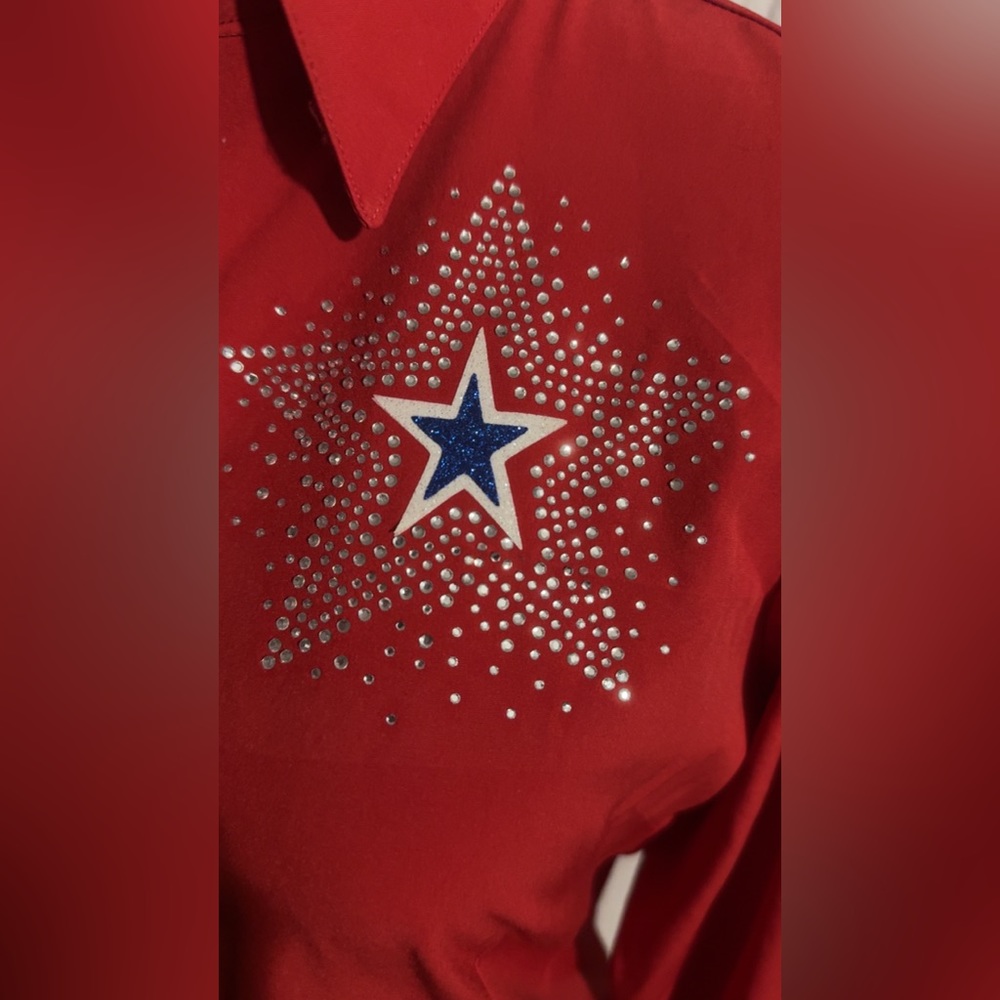 Red Patriotic Rodeo Queen Button Up - Picture 3 of 3